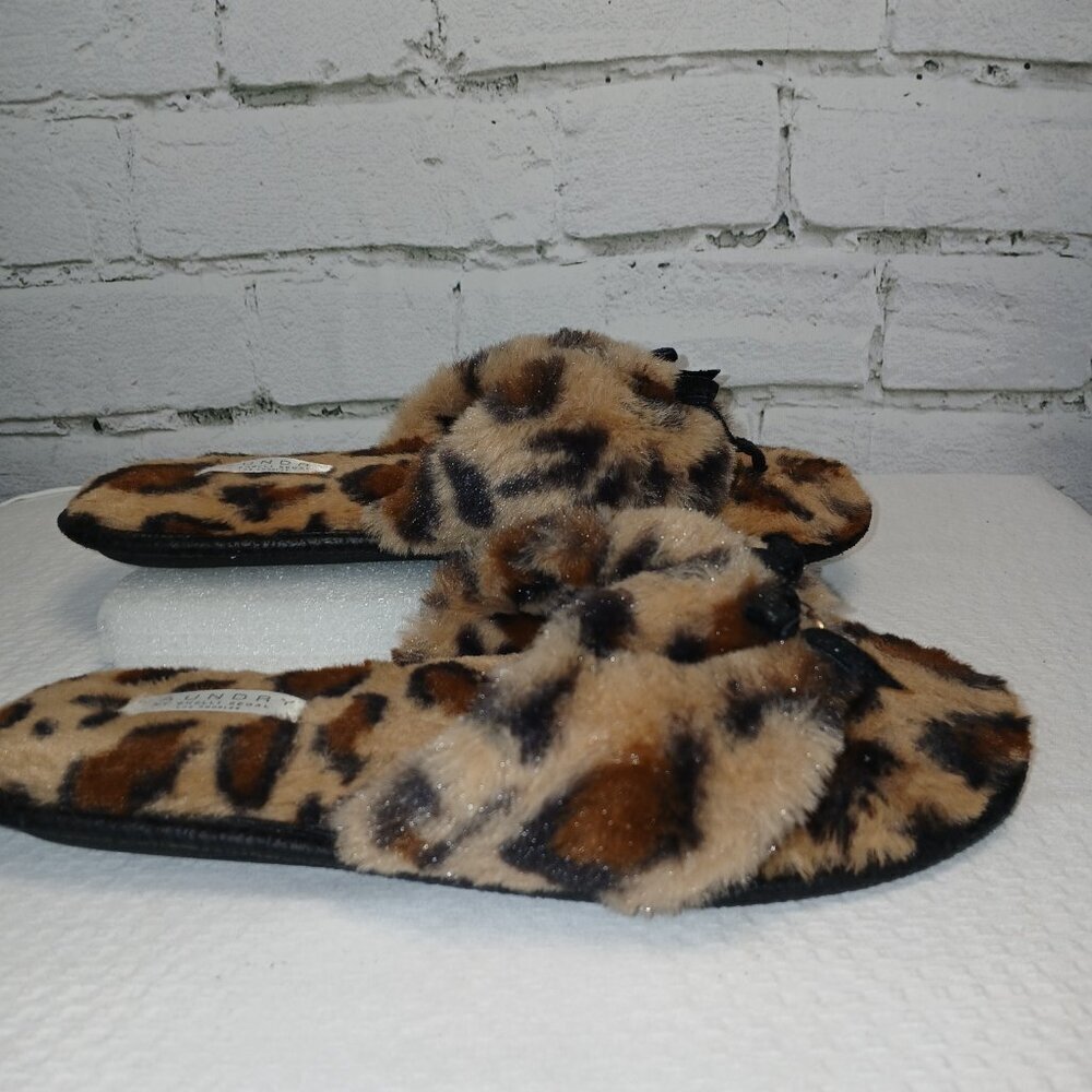 WOMENS LAUNDRY BY SHELLI SEGAL SANDALS BROWN LEOPARD TAN FAUX FUR 8, NWOT